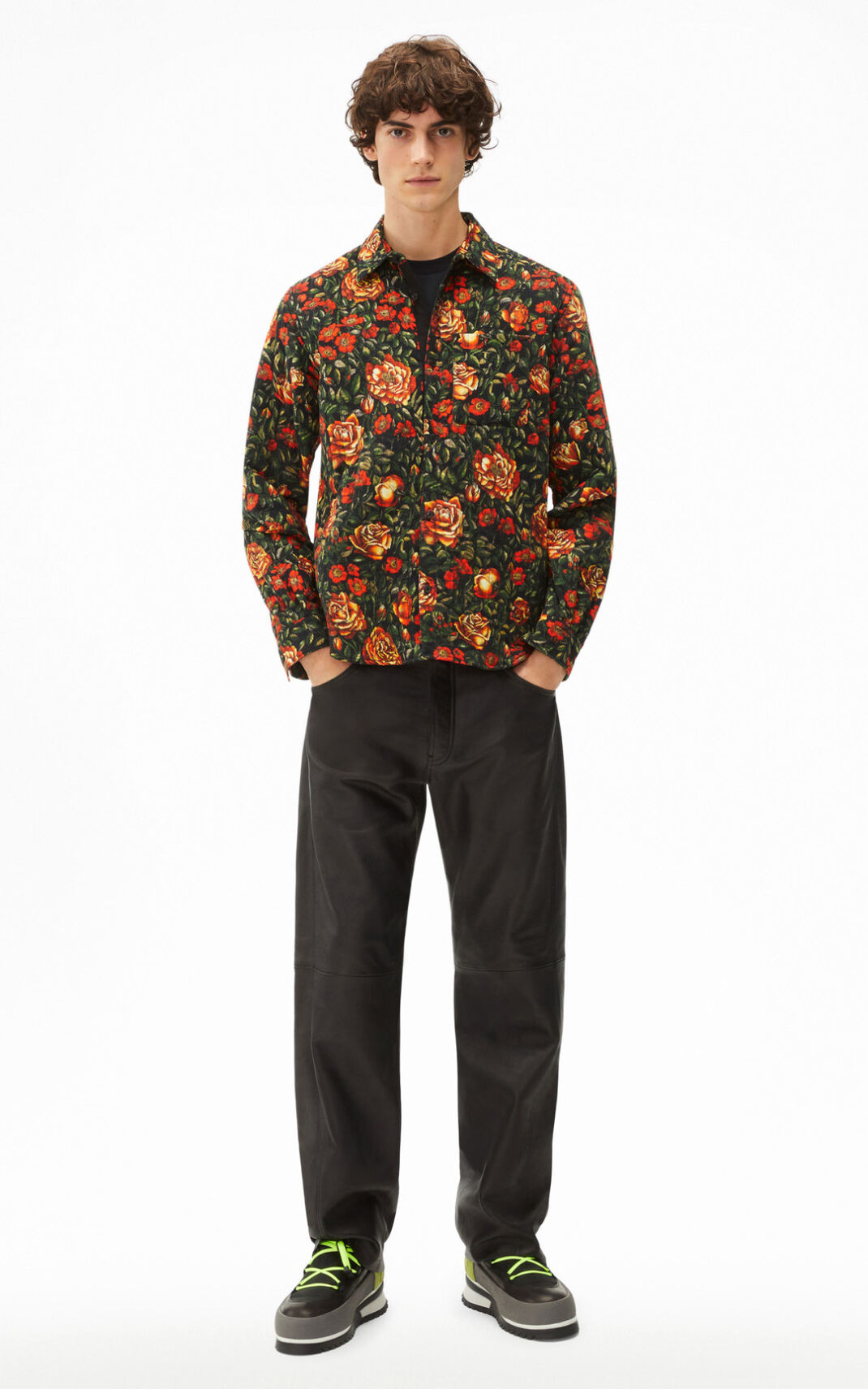 Kenzo Botanical Rose quilted Shirt Red For Mens 4079MQHAC